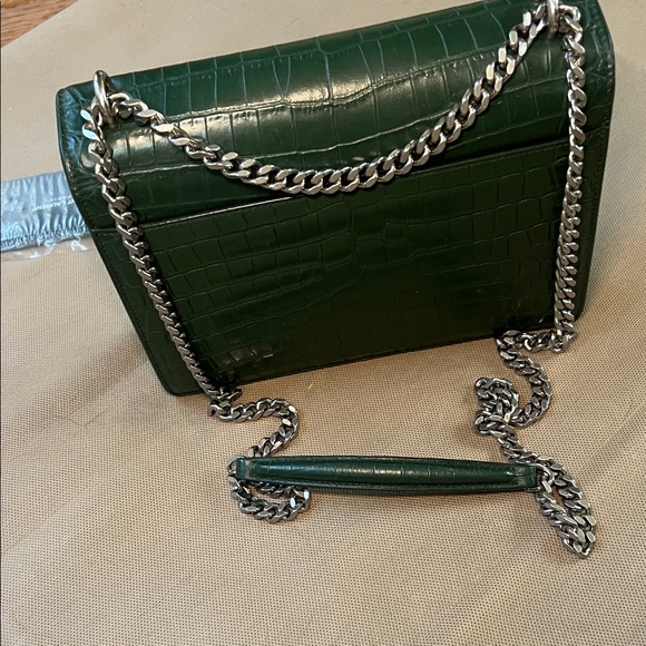 Yves Saint Laurent Dark Green Croc-Embossed Crossbody Bag - Picture 12 of 13